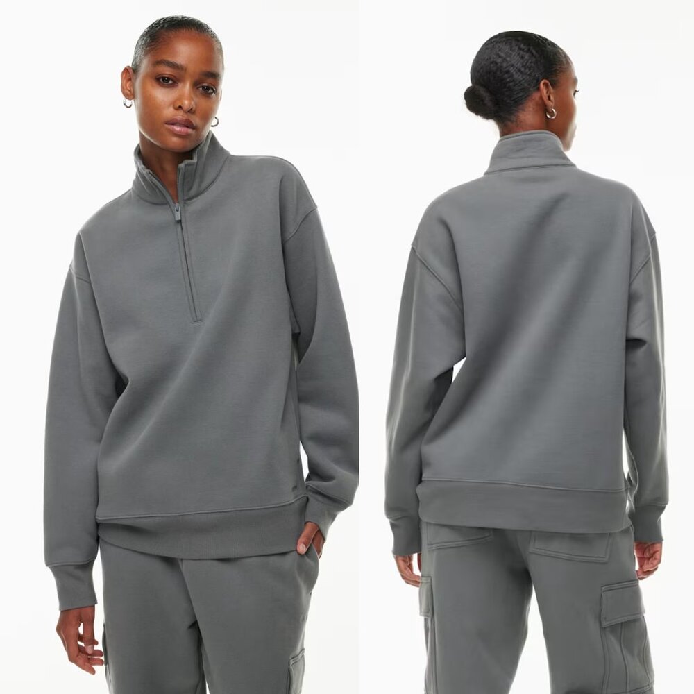 Aritzia Gray Half-Zip Sweatshirt